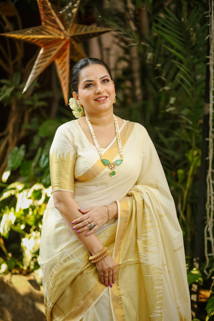Fire embroidery cotton saree