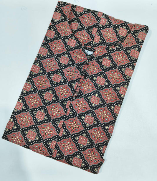 Stylish Printed Kurti in Black with Heritage Tile Pattern