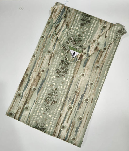 Soft Green Casual Kurti with Traditional Floral Motifs