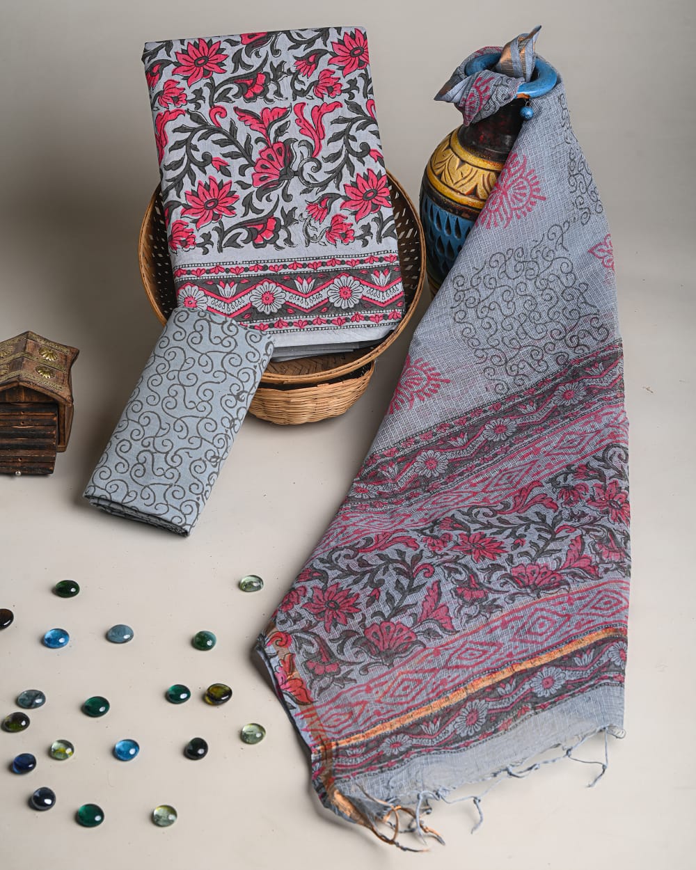 Dress Material -Pure Cotton Suit with Kota Doria Dupatta