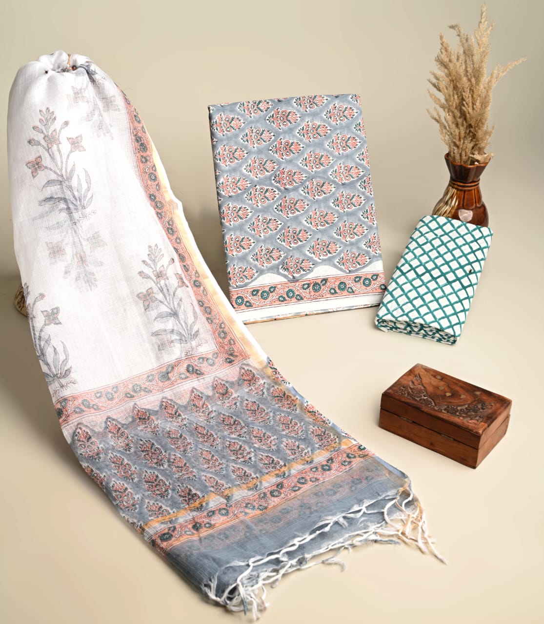 Dress Material -Pure Cotton Suit with Kota Doria Dupatta