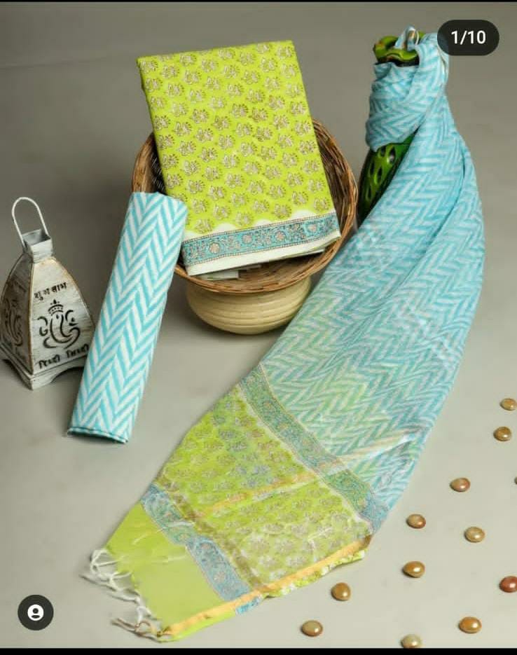 Dress Material -Pure Cotton Suit with Kota Doria Dupatta