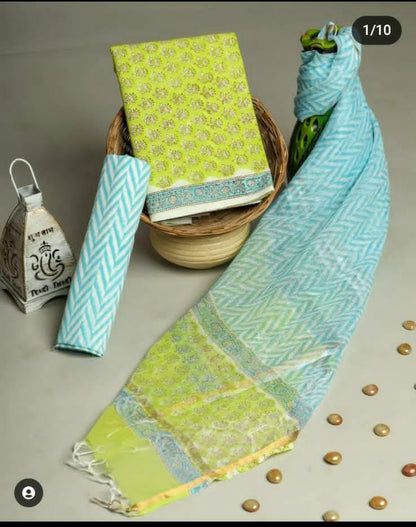 Dress Material -Pure Cotton Suit with Kota Doria Dupatta