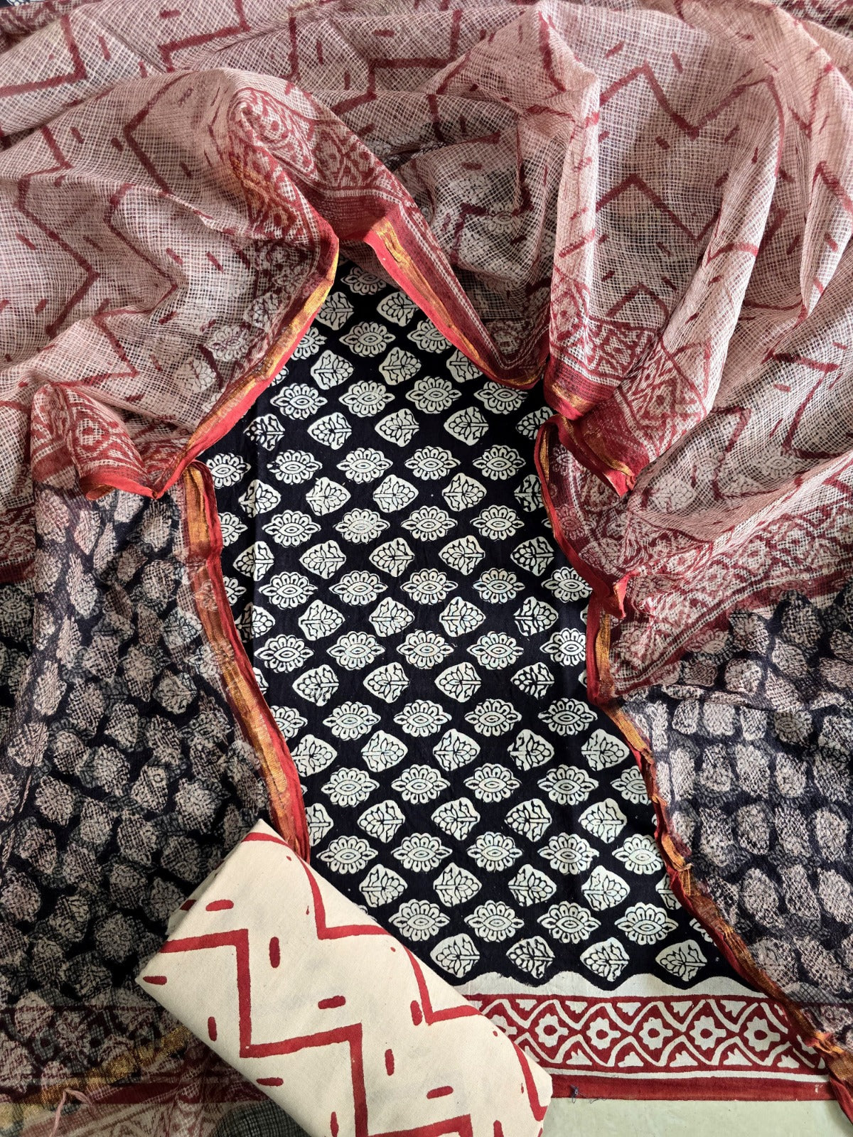 Dress Material -Pure Cotton Suit with Kota Doria Dupatta