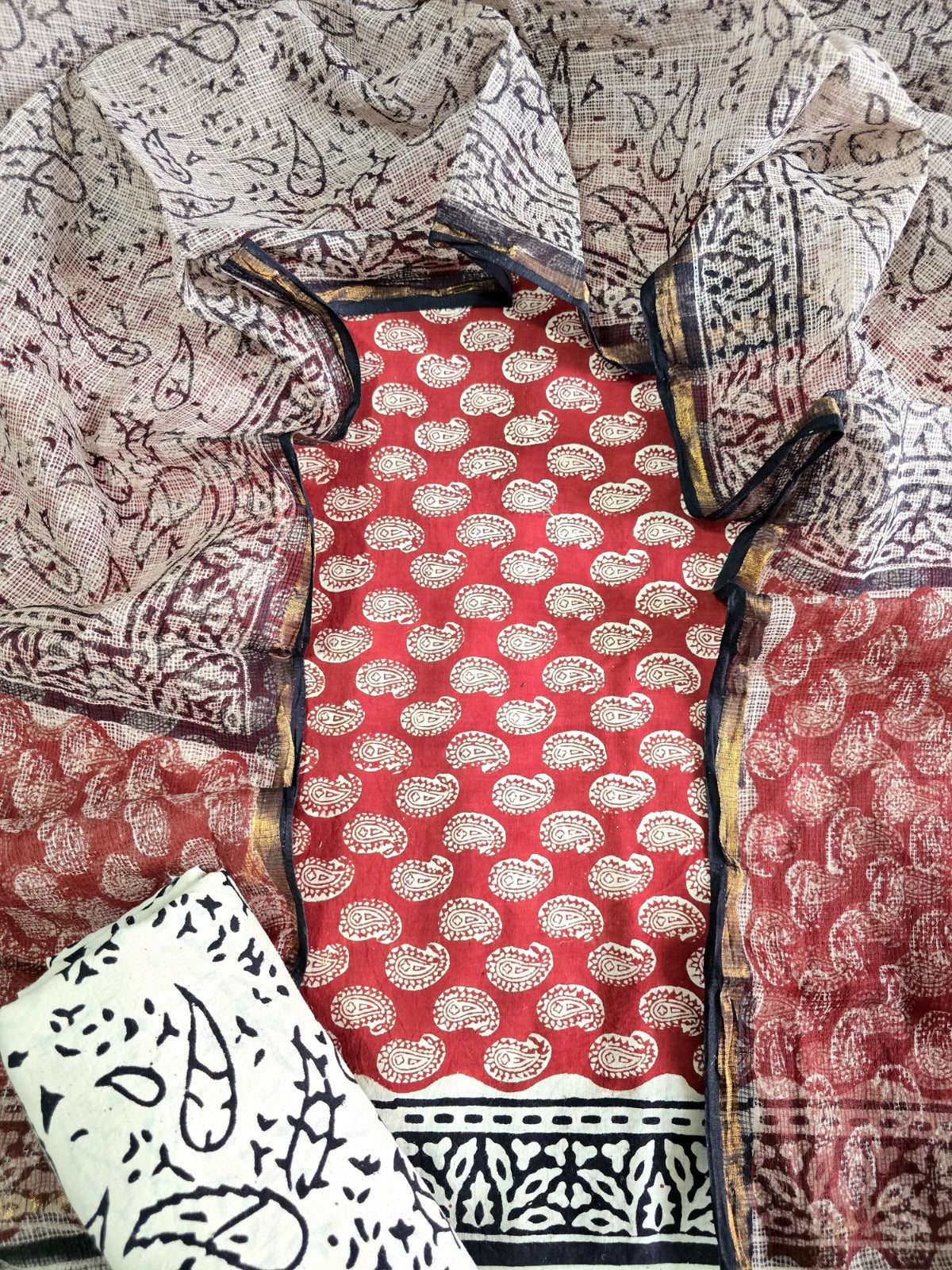 Dress Material -Pure Cotton Suit with Kota Doria Dupatta