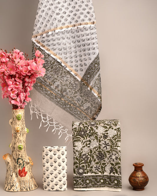 Dress Material -Pure Cotton Suit with Kota Doria Dupatta