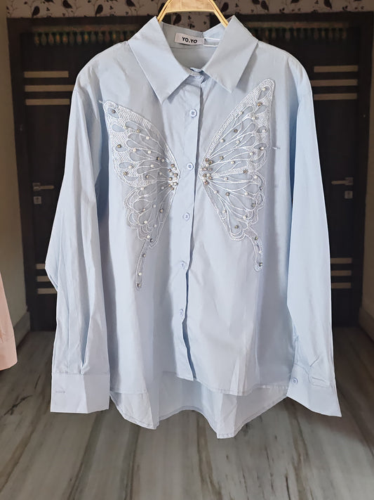 Liza Luxury Pearl Embedded Shirt ❤️