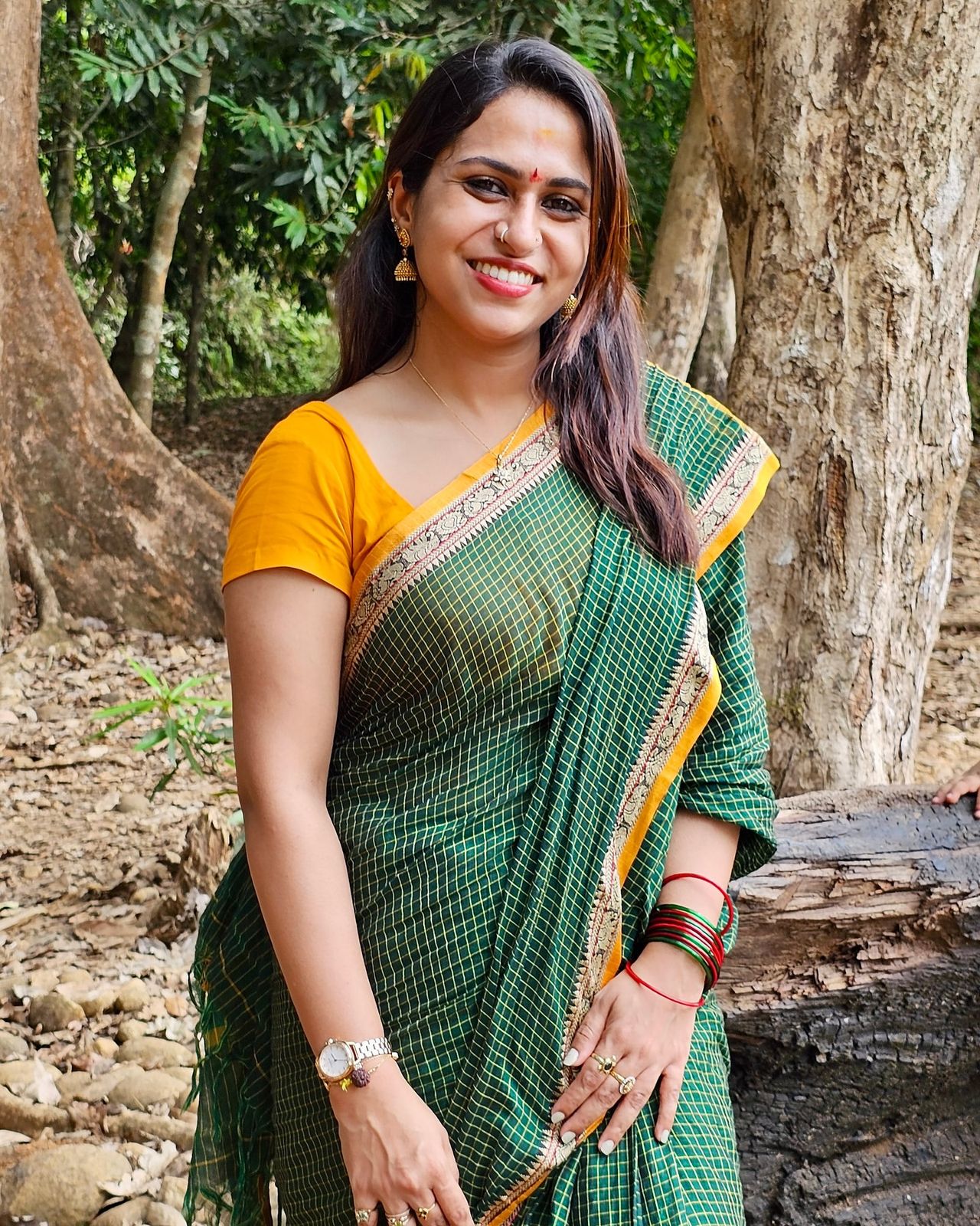 Chettinad 1000 checks elephant peacock mango border pure cotton saree