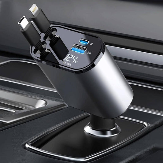 Retractable Car Charger | 4 in 1 Car Charger