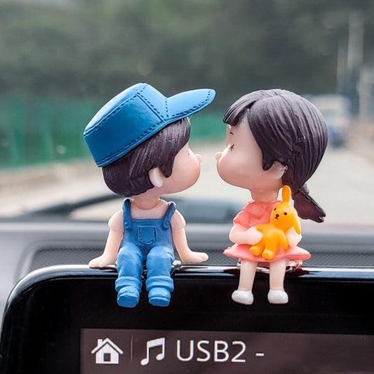 car decoration, cute cartoon couple, action figure