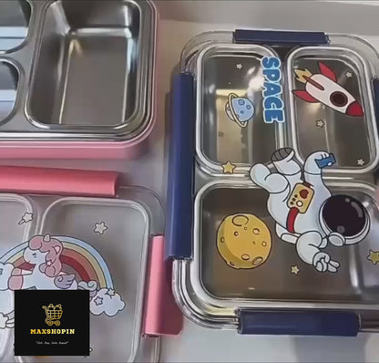 Astronaut &amp; Unicorn Lunch Box, 304 stainless steel material with wear resistant