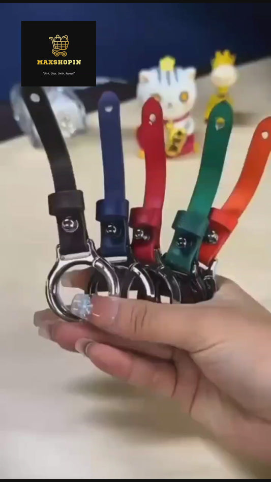 Premium Leather Key Ring with Rotating Clip Hook