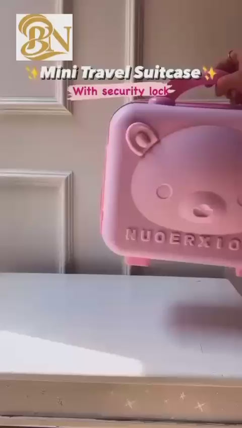Cute Travel Suitcase With Small Bear Design &amp; Safety Locking System