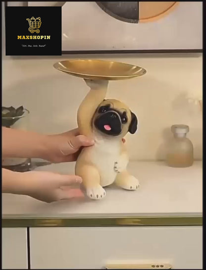 Pug Dog Statue for Entryway Key Holder Multipurpose